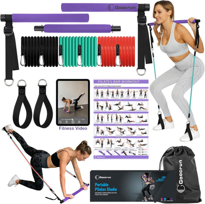 Portable Pilates Bar Kit with Resistance Bands
