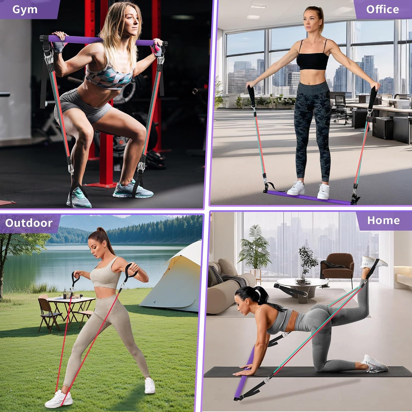 Portable Pilates Bar Kit with Resistance Bands