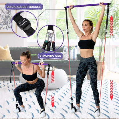 Portable Pilates Bar Kit with Resistance Bands