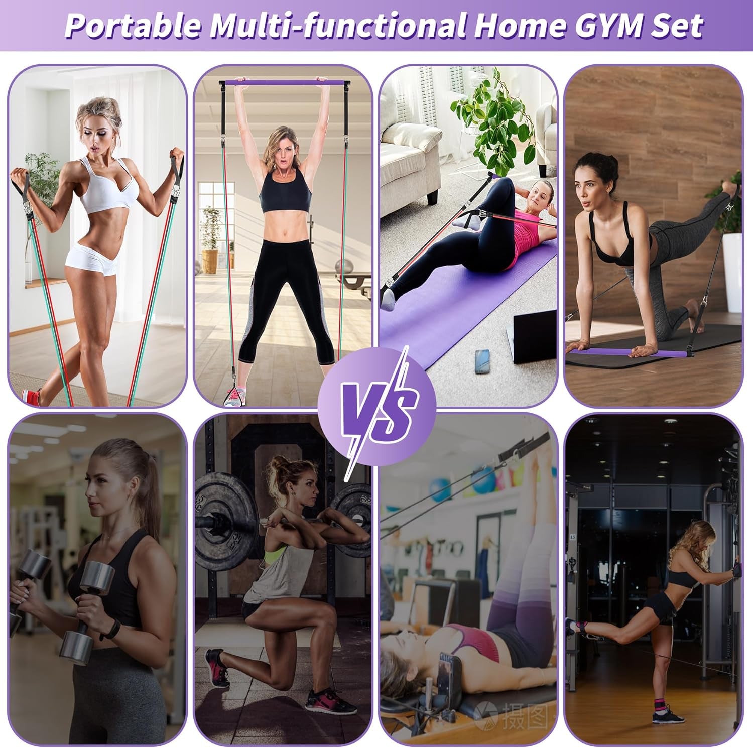 Portable Pilates Bar Kit with Resistance Bands