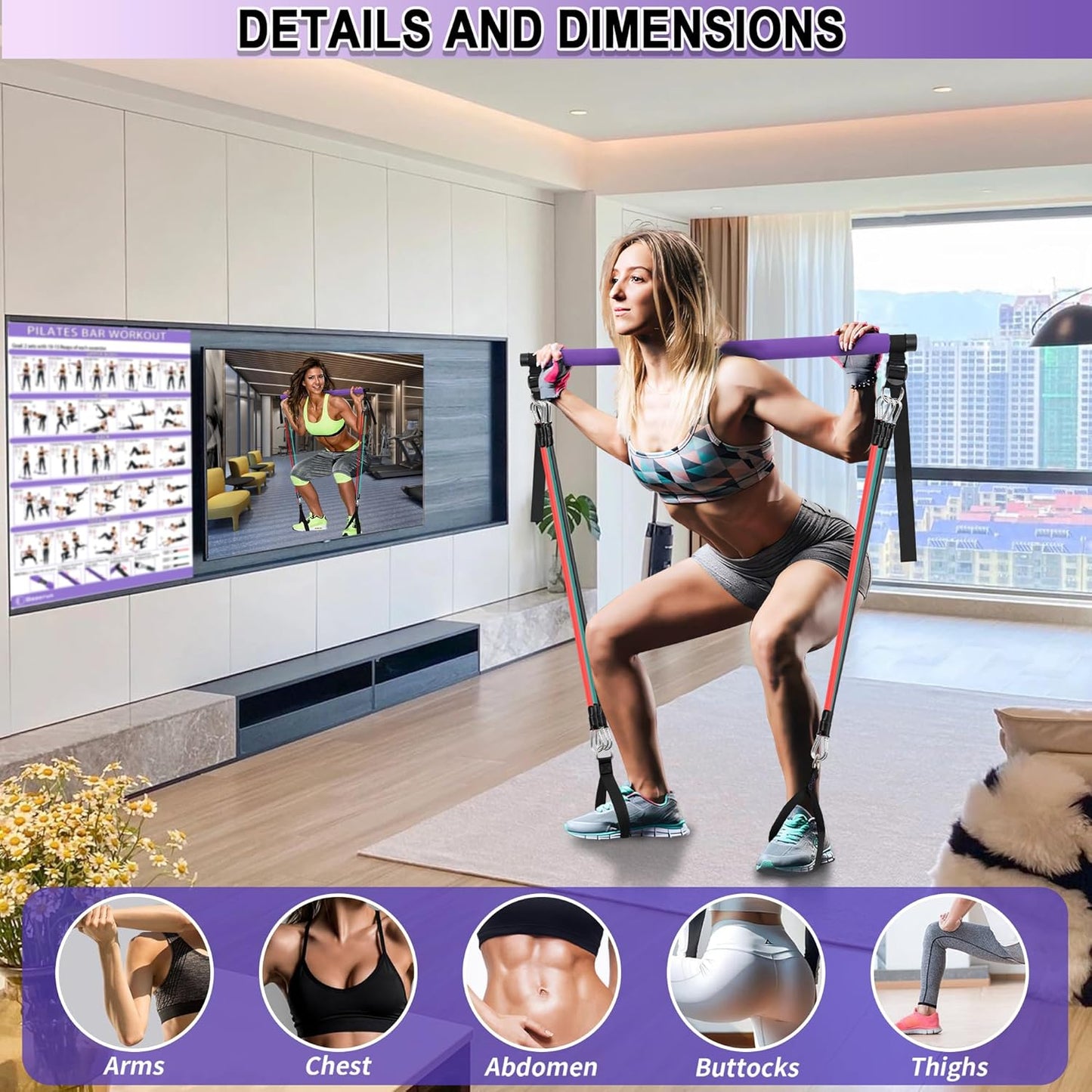 Portable Pilates Bar Kit with Resistance Bands